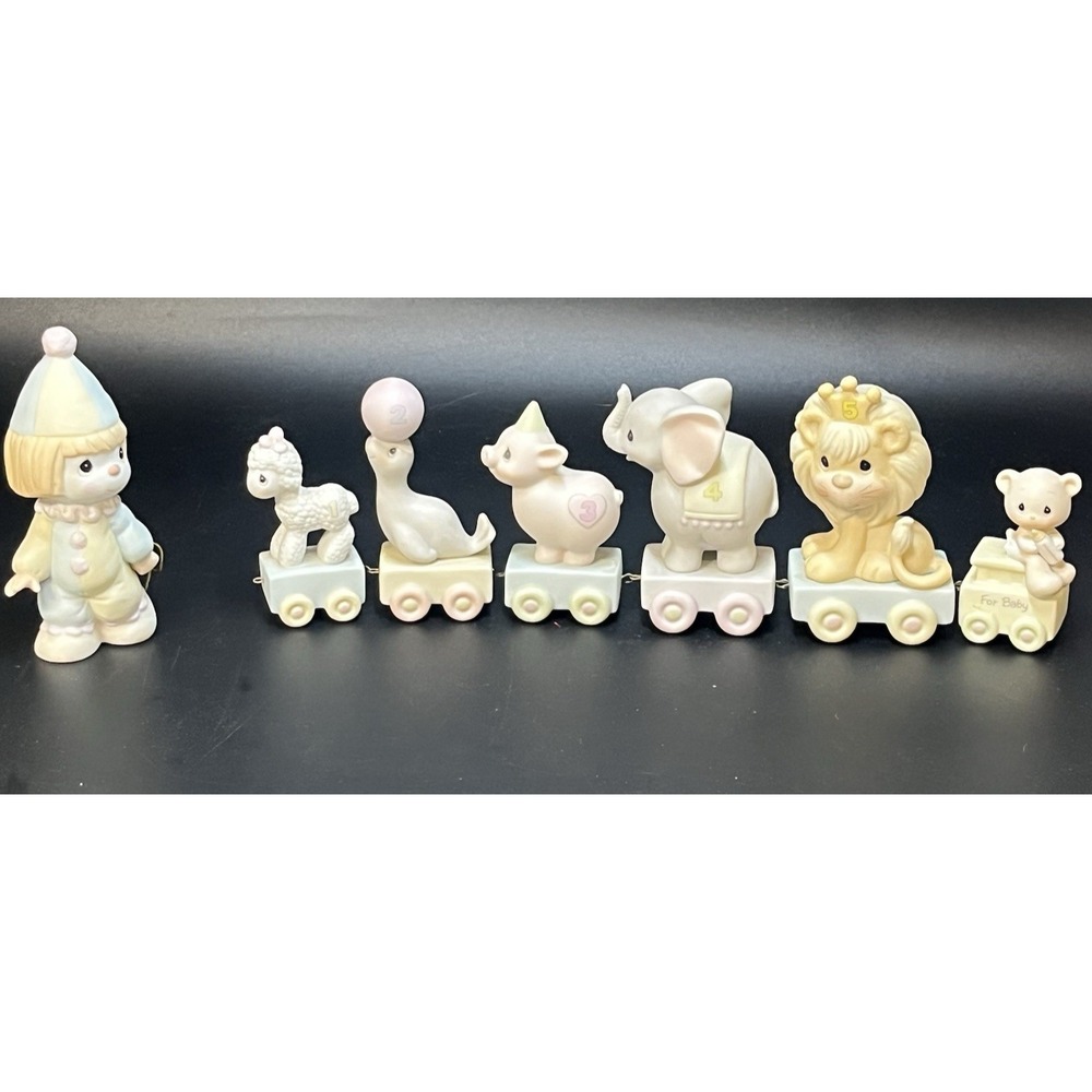 Precious Moments Birthday Train Set Clown and Ages 0-5 Porcelain Figurines